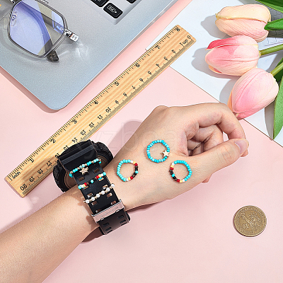 6Pcs 2 Styles Glass Beaded Decorative Rings for Smartwatch Band AJEW-CP0009-94A-1