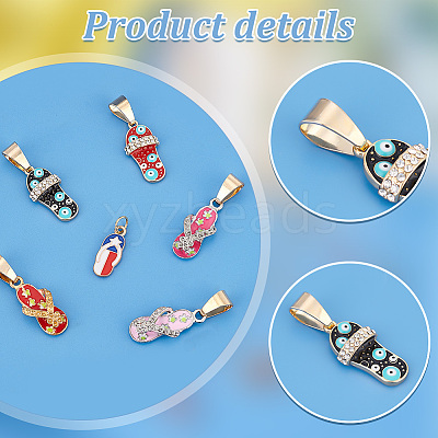 29Pcs 6 Style Evil Eye Alloy Enamel with Rhinestone Pendants PALLOY-AB00098-1
