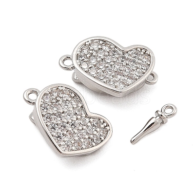 Brass Micro Pave Clear Cubic Zirconia Box Clasps KK-C075-14P-1