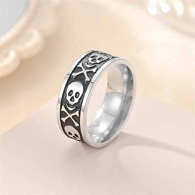 Retro 201 Stainless Steel Enamel Finger Rings for Men FS-WG366A7-02-1