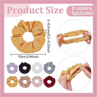 8Pcs 8 Colors Polyester Elastic Hair Accessories OHAR-FG0001-07-1