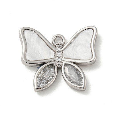 Brass Micro Pave Cubic Zirconia Pendants KK-P250-14P-1