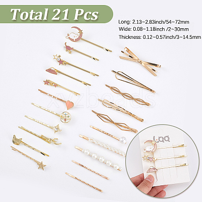 6 Bags 6 Styles Zinc Alloy Hair Bobby Pins PHAR-SP0001-01A-1