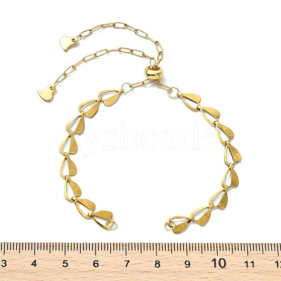 Brass Heart Link Chain Slider Bracelet Making AJEW-JB01603-01-1