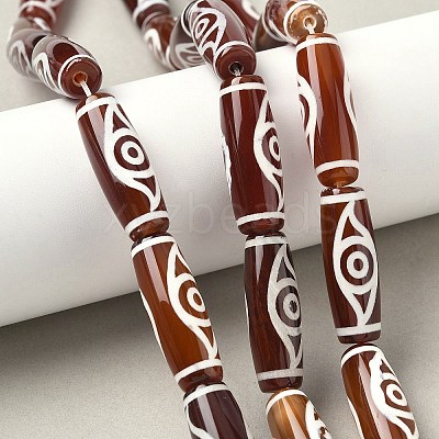 Rice Shape Tibetan Style dZi Beads Strands G-A269-A01-01-1