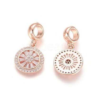 Brass Micro Pave Cubic Zirconia European Dangle Charms ZIRC-E163-19RG-1