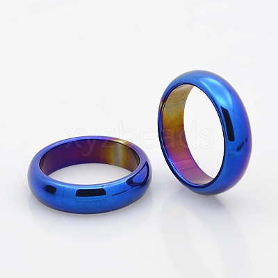 Electroplate Non-Magnetic Synthetic Hematite Wide Band Rings RJEW-J006A-M-1