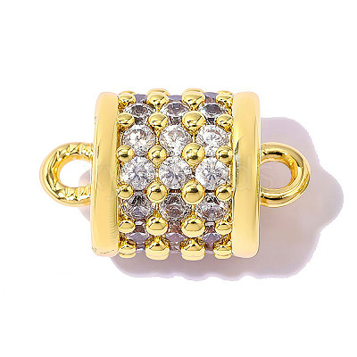 Brass Clear Cubic Zirconia Connector Charms KK-OY001-01G-1-1