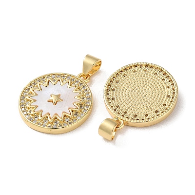 Brass Micro Pave Clear Cubic Zirconia Pendants KK-B083-35A-G-1