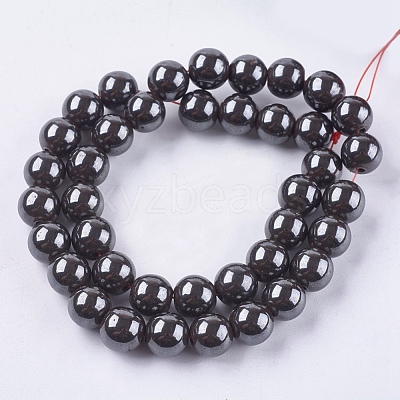 Magnetic Synthetic Hematite Beads Strands X-G-Q893-10mm-1
