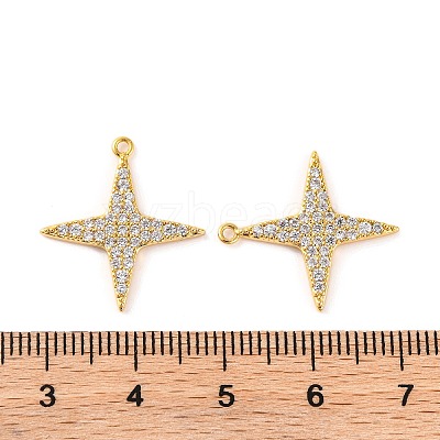 Brass Micro Pave Clear Cubic Zirconia Pendants KK-U017-10C-G-1