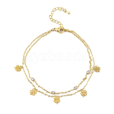 Ion Plating(IP) 304 Stainless Steel Chains Anklet AJEW-H148-13F-G-1