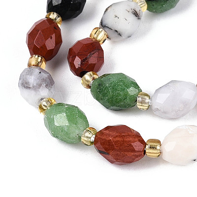 Natural Ruby in Zoisite & Red Jasper & Flower Opal Beads Strands G-T144-21A-01-1
