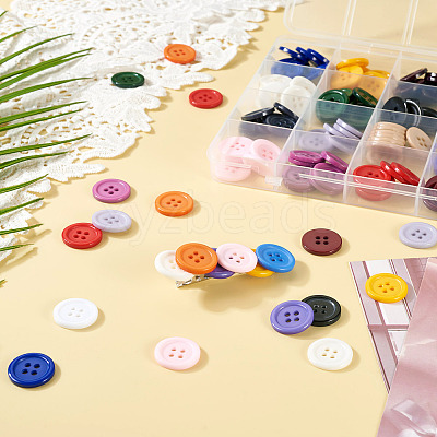 160Pcs 20 Colors 4-Hole Resin Buttons BUTT-TA0001-29C-1