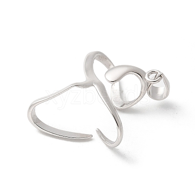1Pc Rhodium Plated 925 Sterling Silver 2 Prongs Pendant Blank Cabochon Settings FIND-GO0001-76-1