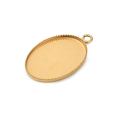 Ion Plating(IP) 304 Stainless Steel Pendant Cabochon Settings STAS-WH0055-02B-G-1