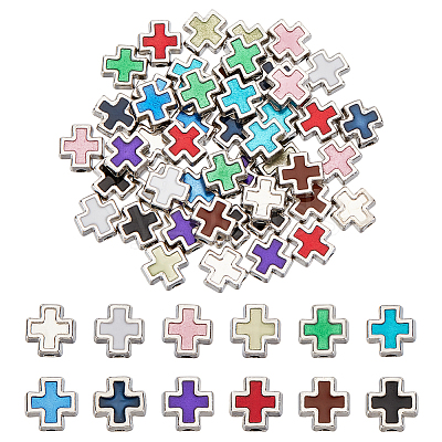 72Pcs 12 Colors Alloy Enamel Beads ENAM-HY0001-50-1