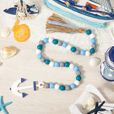 Ocean Theme Wood Beads Pendant Decorations DIY-WH0888-777F-09-1