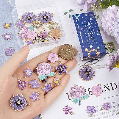 40Pcs 10 Styles Alloy Enamel Pendants ENAM-SC0005-31-1