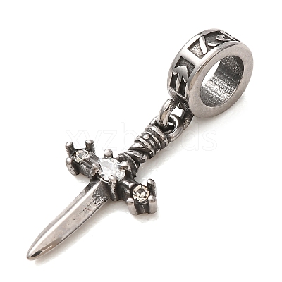 316 Surgical Stainless Steel & Rhinestone European Dangle Charms SA-CBA7555-17AS-02-1