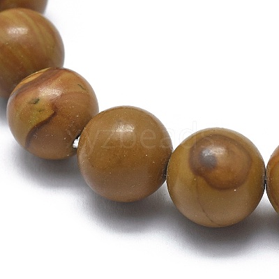 Natural Wood Lace Stone Bead Stretch Bracelets X-BJEW-K212-A-041-1