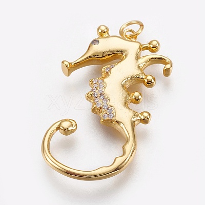 Brass Micro Pave Cubic Zirconia Pendants ZIRC-O026-35G-NR-1