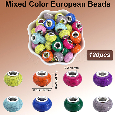 120Pcs Resin European Beads FIND-SP0002-05B-1