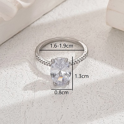 Elegant European and American Copper Zircon Oval Dove Egg Ring. MM3705-4-1