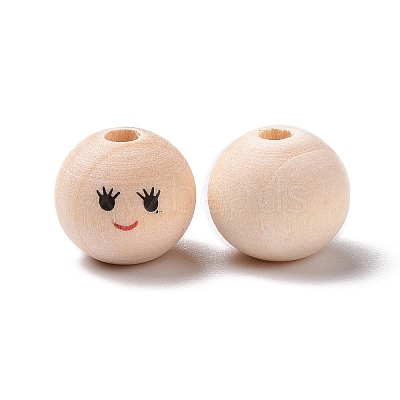 Printed Wood Beads WOOD-C001-02C-1