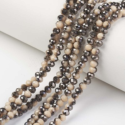 Electroplate Opaque Glass Beads Strands EGLA-A034-P4mm-P07-1
