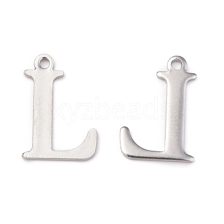 Tarnish Resistant 304 Stainless Steel Alphabet Charms STAS-H122-L-P-1