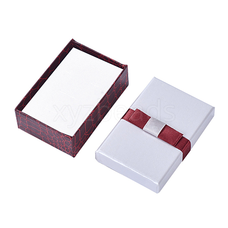 Kraft Cotton Filled Rectangle Cardboard Jewelry Set Boxes with Bowknot CBOX-N006-03-B-1