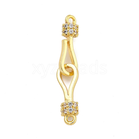 Rack Plating Brass Micro Pave Clear Cubic Zirconia Hook Clasps KK-F876-16G-1