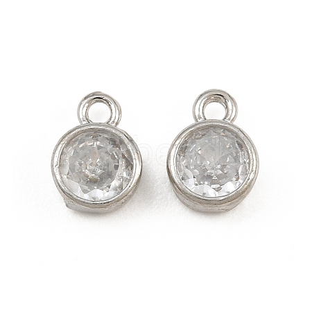 Brass Pave Clear Cubic Zirconia Charms CU-CBAD306-24A-P-1