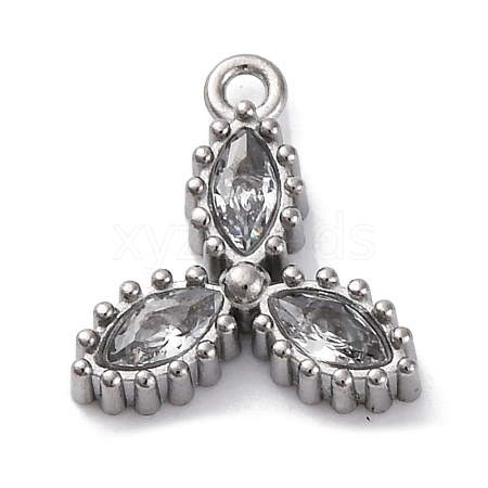 304 Stainless Steel Cubic Zirconia Pendants STAS-R141-03P-04-1