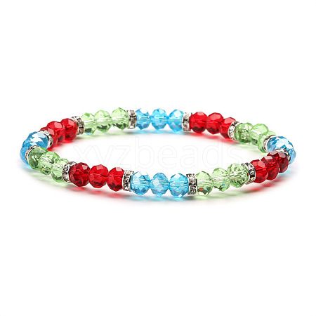 Fashionable Faceted Rondelle Glass Beads Stretch Bracelets for Women Girls Gift TQ6391-2-1