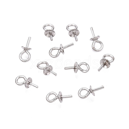 Anti-Tarnish Rhodium Plated 925 Sterling Silver Cup Pearl Bail Pin Pendants STER-N016-41P-1