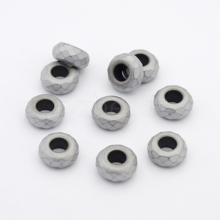 Frosted Faceted Rondelle Electroplated Non-magnetic Synthetic Hematite Beads G-A136-A01-1