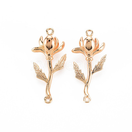 Brass Birth Flower Connector Charms KK-S364-227-1