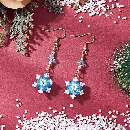 Glass Seed Beads Dnagle Earrings EJEW-MZ00501-03-1