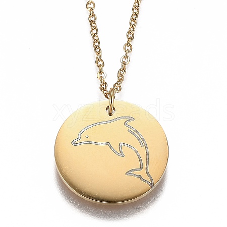 Ion Plating(IP) 304 Stainless Steel Pendant Necklaces NJEW-Z006-01G-1