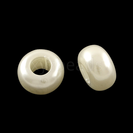 ABS Plastic Imitation Pearl Rondelle Large Hole European Beads X-MACR-S256-A41-1