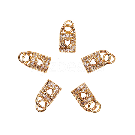 Brass Micro Pave Clear Cubic Zirconia Charms ZIRC-CJ0001-06-1