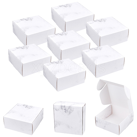 Marble Pattern Foldable Creative Kraft Paper Box CON-WH0077-13B-1