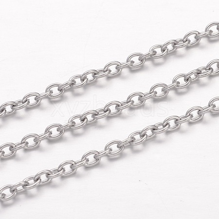 Tarnish Resistant 304 Stainless Steel Cable Chains X-CHS-K004-07P-0.6mm-1