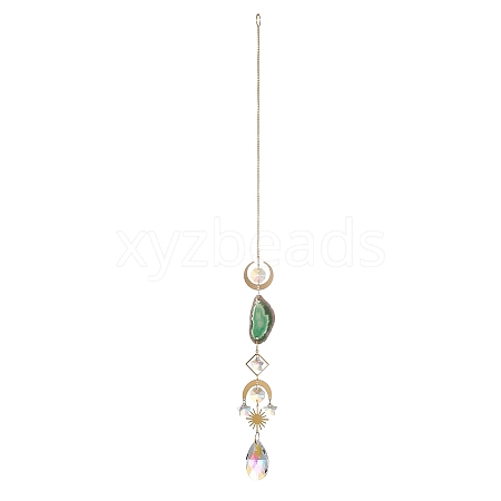 Brass & Crystal Suncatchers HJEW-G018-04B-G-1