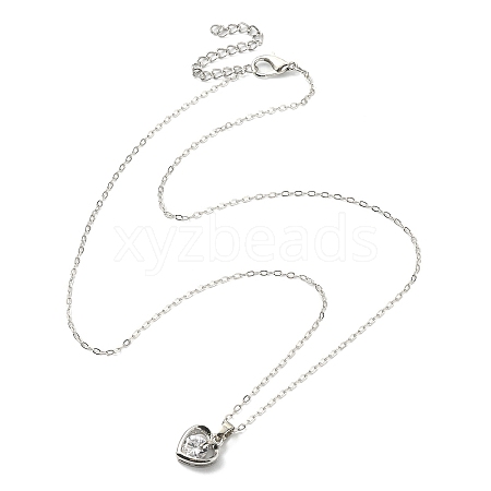 Crystal Rhinestone Heart Pendant Necklace with Cable Chains NJEW-FZ00017-1