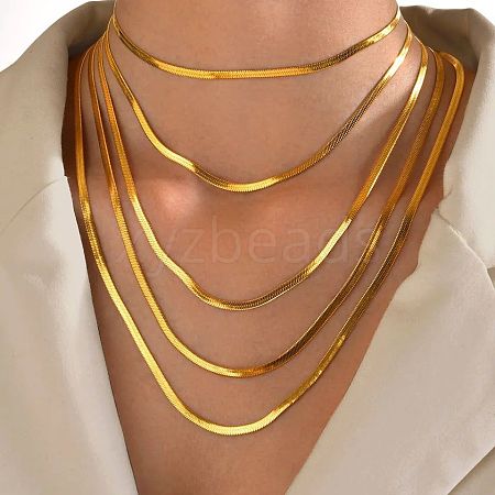 Titanium Steel Snake Chain Necklaces for Women WG80FEF-11-1