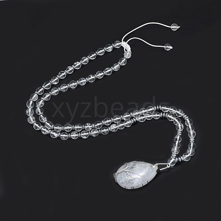 Natural Quartz Crystal Pendant Necklaces NJEW-P241-C09-1