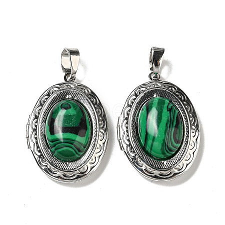 Synthetic Malachite Locket Pendants G-C104-04D-P-1